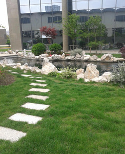 景觀(guān)工程、園林道路、石板路、花崗巖路